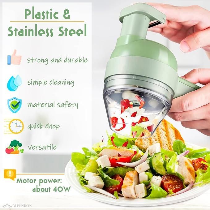 4-in-1 Portable Electric Vegetable Cutter & Mincer Set