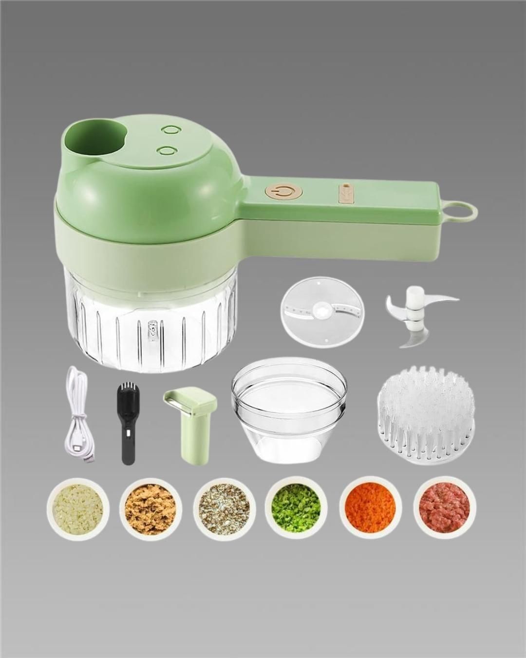 4-in-1 Portable Electric Vegetable Cutter & Mincer Set